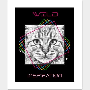 Cat Wild Nature Animal Illustration Art Drawing Posters and Art